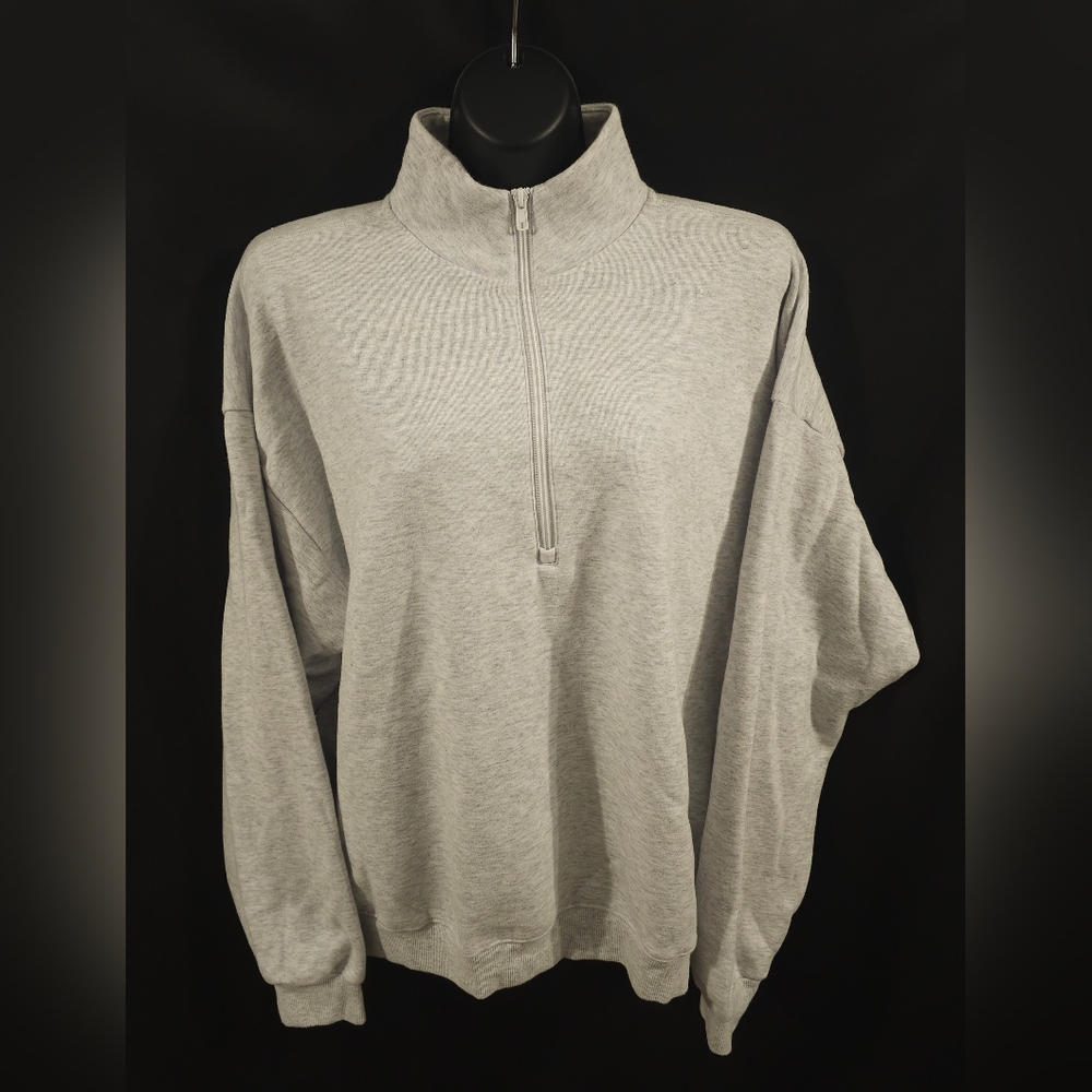 Skims Cotton Fleece Quarter Zip Pullover Light Heather Grey Size 2x PRE-OWNED